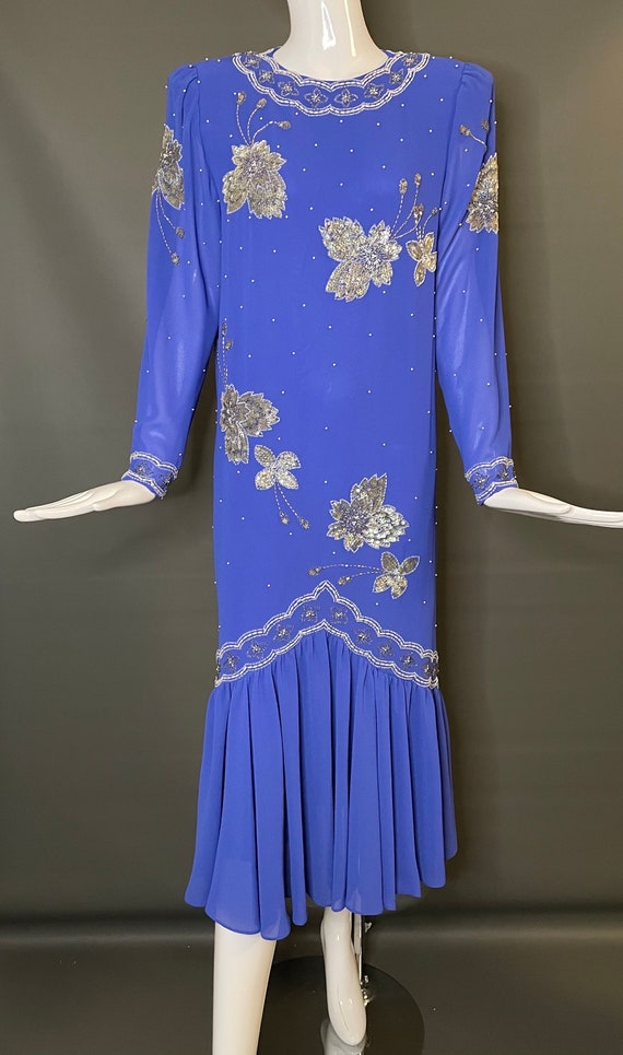 Gorg Vtg 80s Alyce Designs Violet Dress Super Dro… - image 2