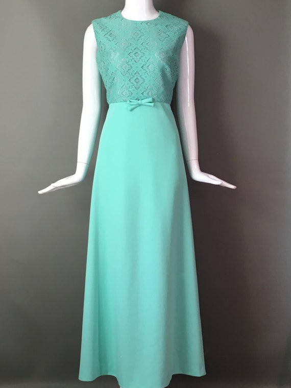 Lovely Vtg 70s 2 Piece Maxi Dress & Matching Sheer Mesh Lace