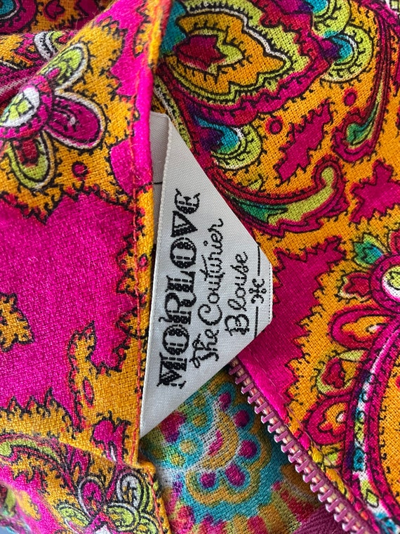 Gorg Vtg 60s Florescent Neon Bright Pink Paisley … - image 9