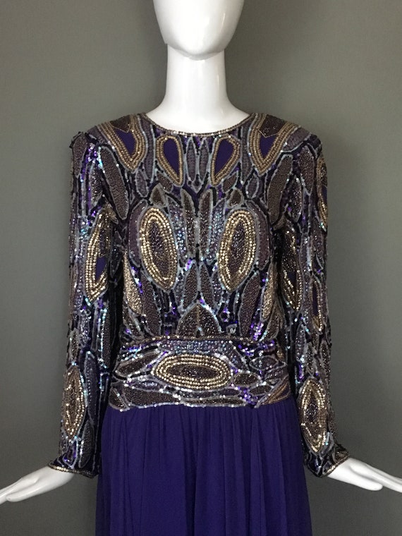 Gorg Vtg 80s Jack Bryan Elaborately Sequin Poly C… - image 3