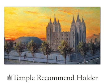 Temple Recommend Holder - Temple Square at Sunset - Latter-day Saints Nauvoo Mercantile Reccommend LDS Salt Lake Temple Square