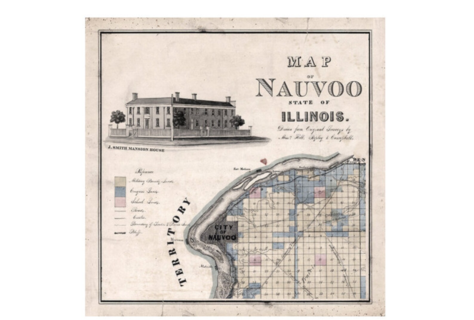 1840 Nauvoo Map Latterday Saint Wall Art Print Home Office Etsy