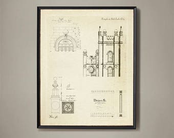 1853 Salt Lake Temple Architectural Element Artwork- Archival Matte Paper Print - Latter-day Saint Art Collection