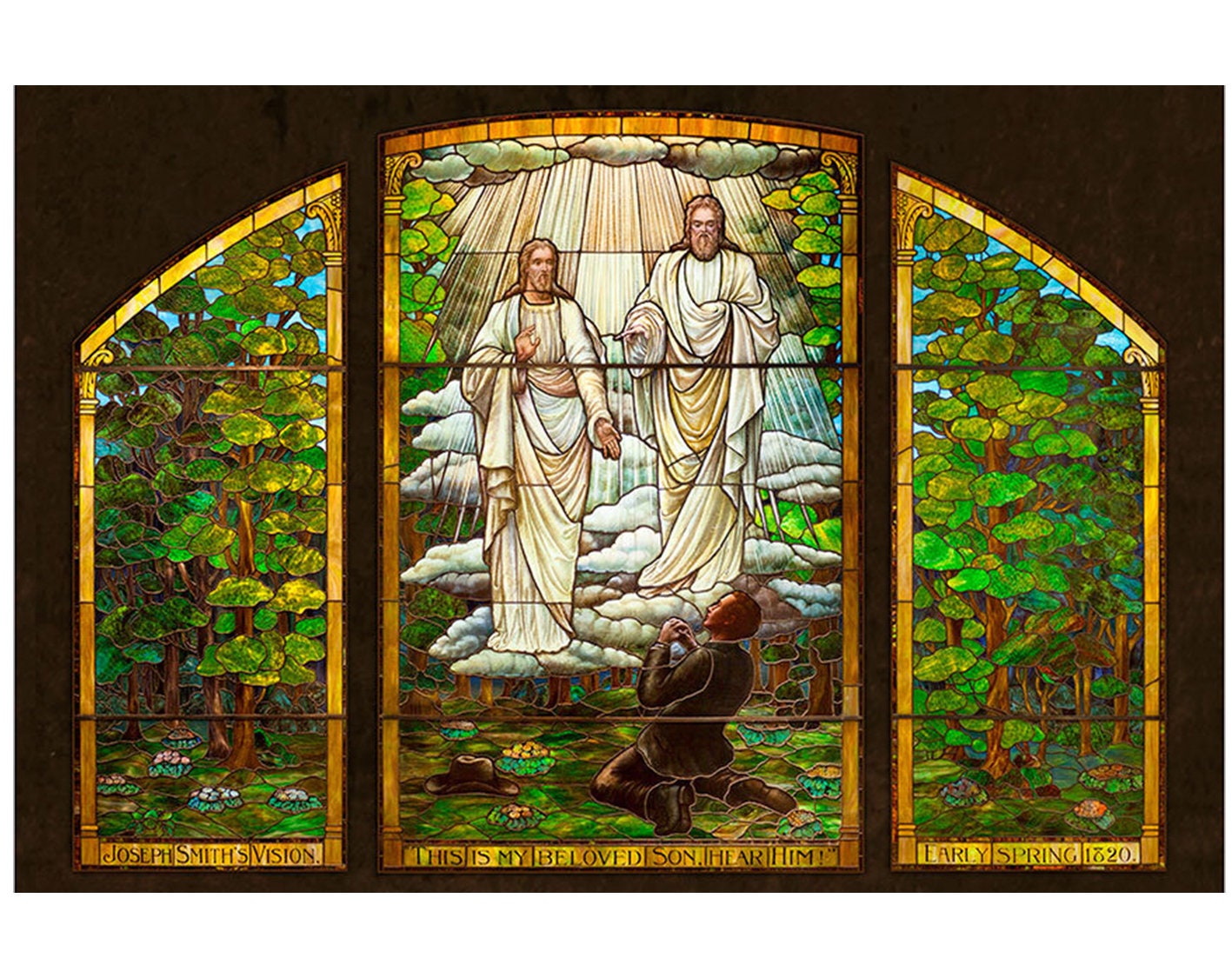 FREE SHIP Over 35 Joseph Smith First Vision Stained Glass Unframed