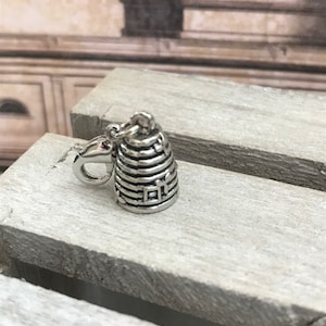 Beehive Bee Skep Silver 3D Charm with Lobster Clasp Bracelet