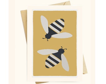 Bumble Bee Dance  - Note Card Set from the Bee and Beehive Notecard Greeting Card Collection