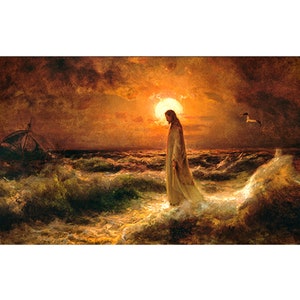 Christ Walking On The Water - by Julius von Klever-  Unframed Giclee Canvas Print - Latter-day Saint Art Collection 30% SALE
