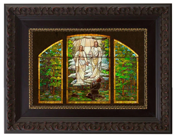 FRAMED - Joseph Smith's First Vision Stained Glass - Giclee Canvas