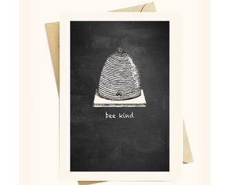 FREE SHIPPING over 35- Chalkboard Beehive Be Kind - Note Card Set from bee  beehive greeting Collection nauvoo mercantile