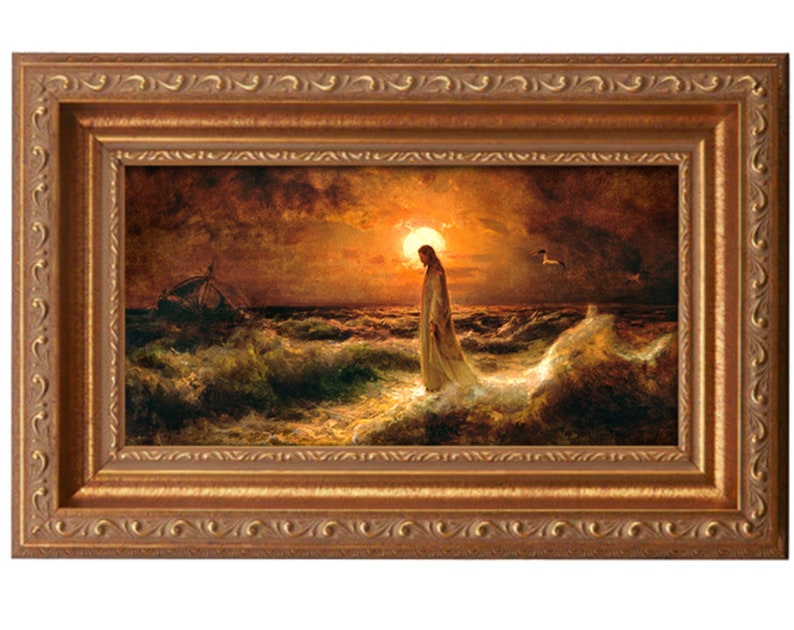 FRAMED Christ Walking On The Water LDS Art image 2