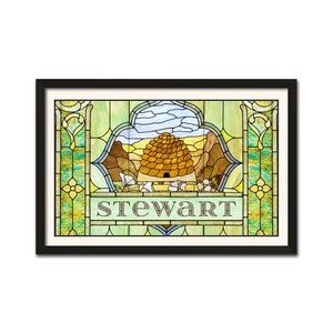 PERSONALIZED ART - Stained Glass Beehive - Personalized gifts for weddings, anniversary, birthday, house warming, wall decor.