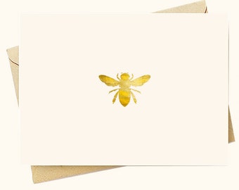 FREE SHIPPING OVER 35 - Vintage Gold Bee - Note Card Set from the Bee Beehive  Collection Stationery Nauvoo Mercantile