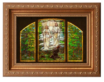 FRAMED - Joseph Smith's First Vision Stained Glass - Giclee Canvas Art LDS Art - Sacred Grove