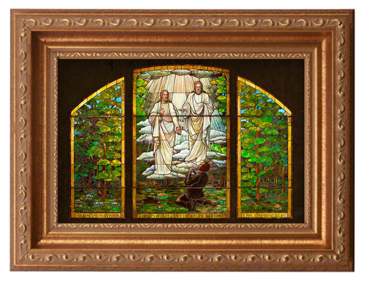 FRAMED - Joseph Smith's First Vision Stained Glass - Giclee Canvas
