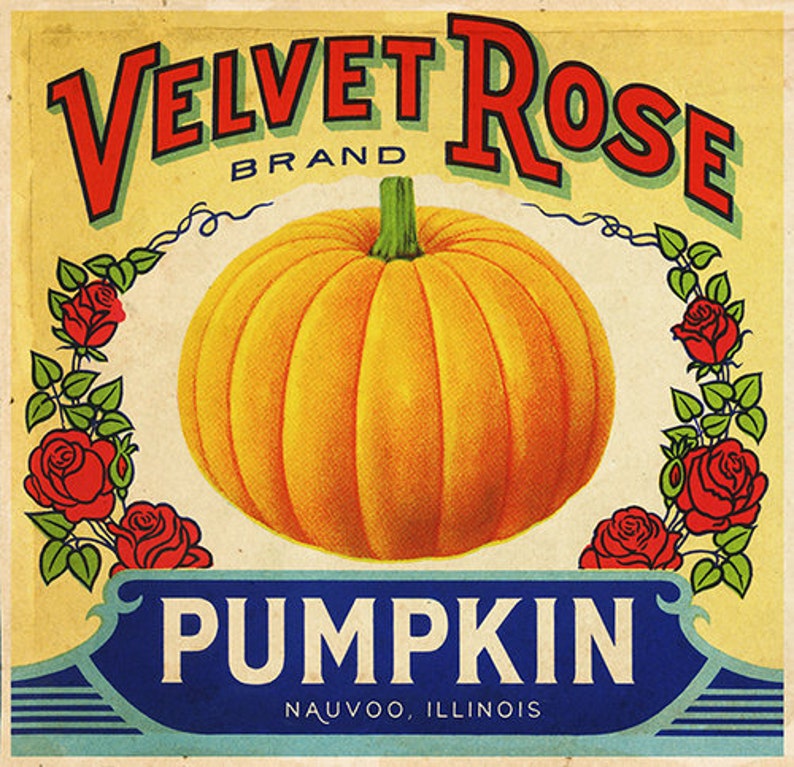 Digital Download Vintage Pumpkin Label Art Etsy