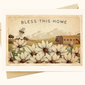 FREE SHIPPING OVER 35 - Set of Note Cards I Bless This Home - Bee Beehive Bee Stationery Stationary Bumble Bee Cards Nauvoo Mercantile