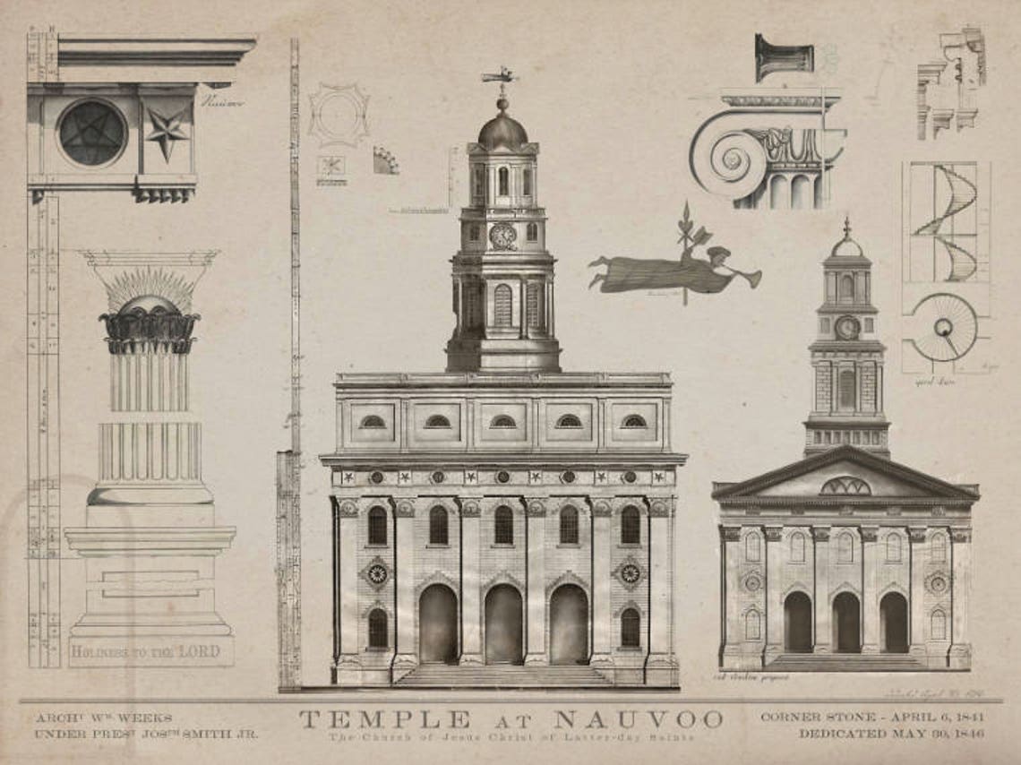 Nauvoo Temple Blueprints 1840 Drawings of Nauvoo Archival Etsy