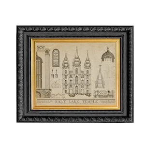 FREE SHIP over 35- Salt Lake City Temple Blueprints - 1856 Art Drawings Salt Lake Temple from Nauvoo Mercantile - Latter Saint LDS