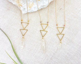 Divine Feminine Triangle Quartz Crystal Necklace