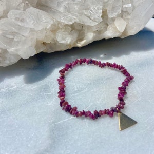 Raw Ruby Triangle Bracelet image 1