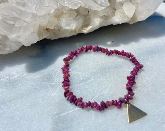 Raw Ruby Triangle Bracelet