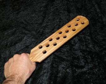 Spanking Paddle - 14 Hole Red Oak Adult Spanking Paddle
