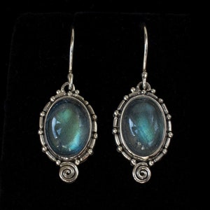 Sterling Silver Labradorite Drop Earrings: Handcrafted Balinese Style Boho Jewelry—JOHANNA