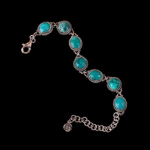 Sterling Silver Tibetan Turquoise Bracelet: Handmade Multi Stone Boho Bracelet—JULIET