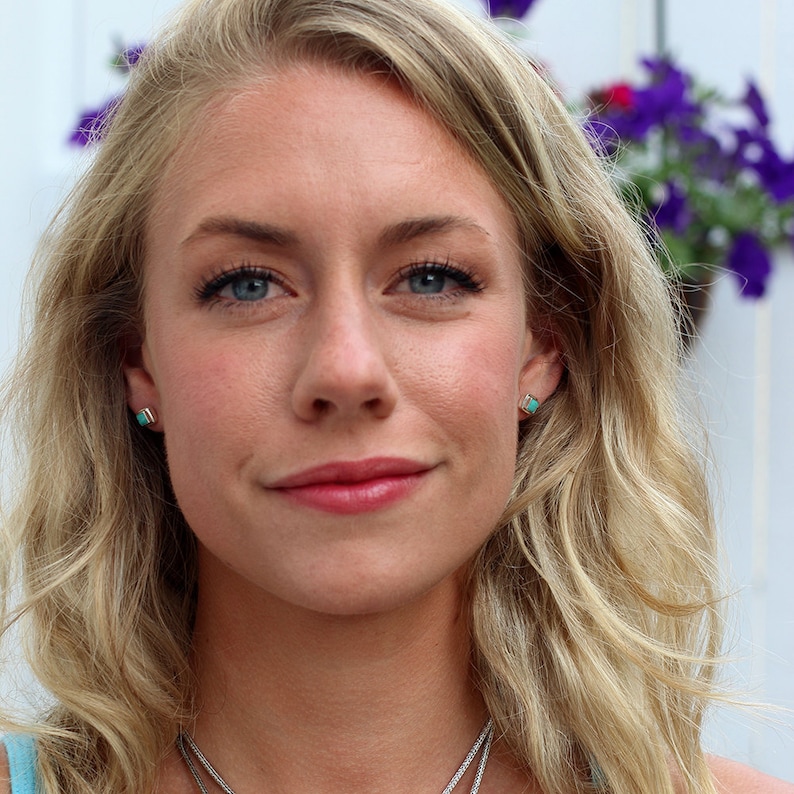 Sterling Silver Turquoise Stud Earrings Tibetan Turquoise Etsy