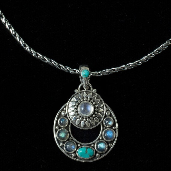 Sterling Silver Celestial Moonstone Pendant