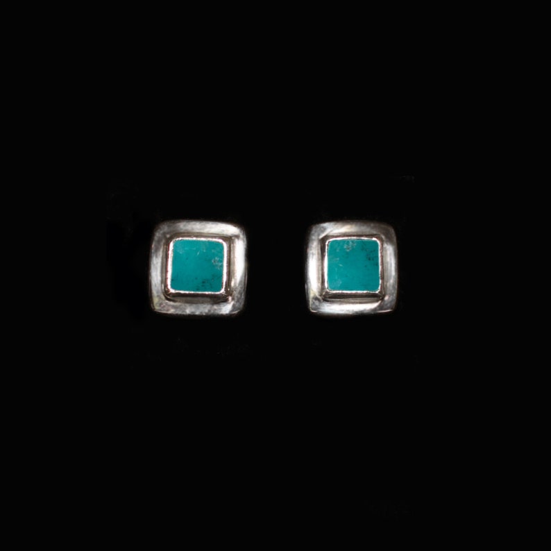 Sterling Silver Turquoise Stud Earrings Tibetan Turquoise Etsy