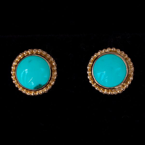 Large Sterling and Turquoise Scalloped Studs main image 0