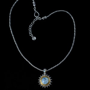 Silver & Gold Moonstone Sun Necklace