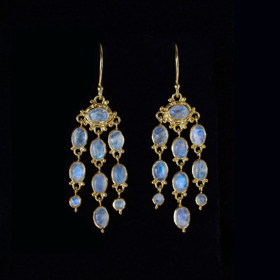 9 Rainbow Moon 18KT Plated Chandelier Earrings 9 Rainbow Moon 18KT Plated Chandelier Earrings
