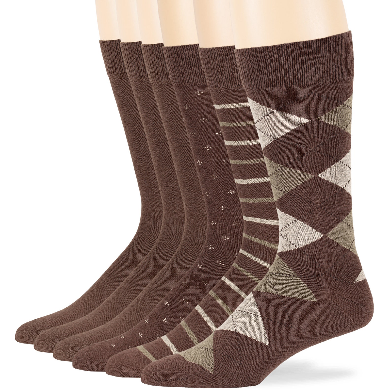 Men's Cotton Socks Patterned Khaki Brown Black L Size 6 Etsy