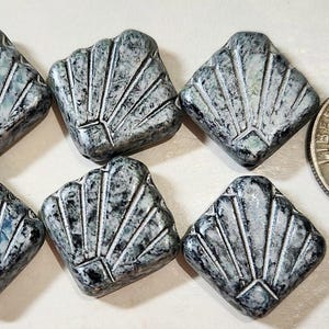 Six 17mm shell shape Czech glass beads