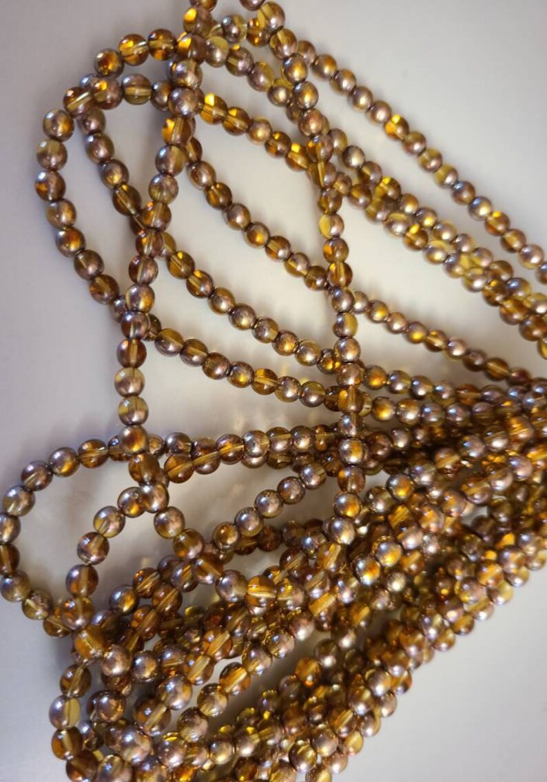 5mm 50 Round Druk AB metallic transparent Czech glass beads