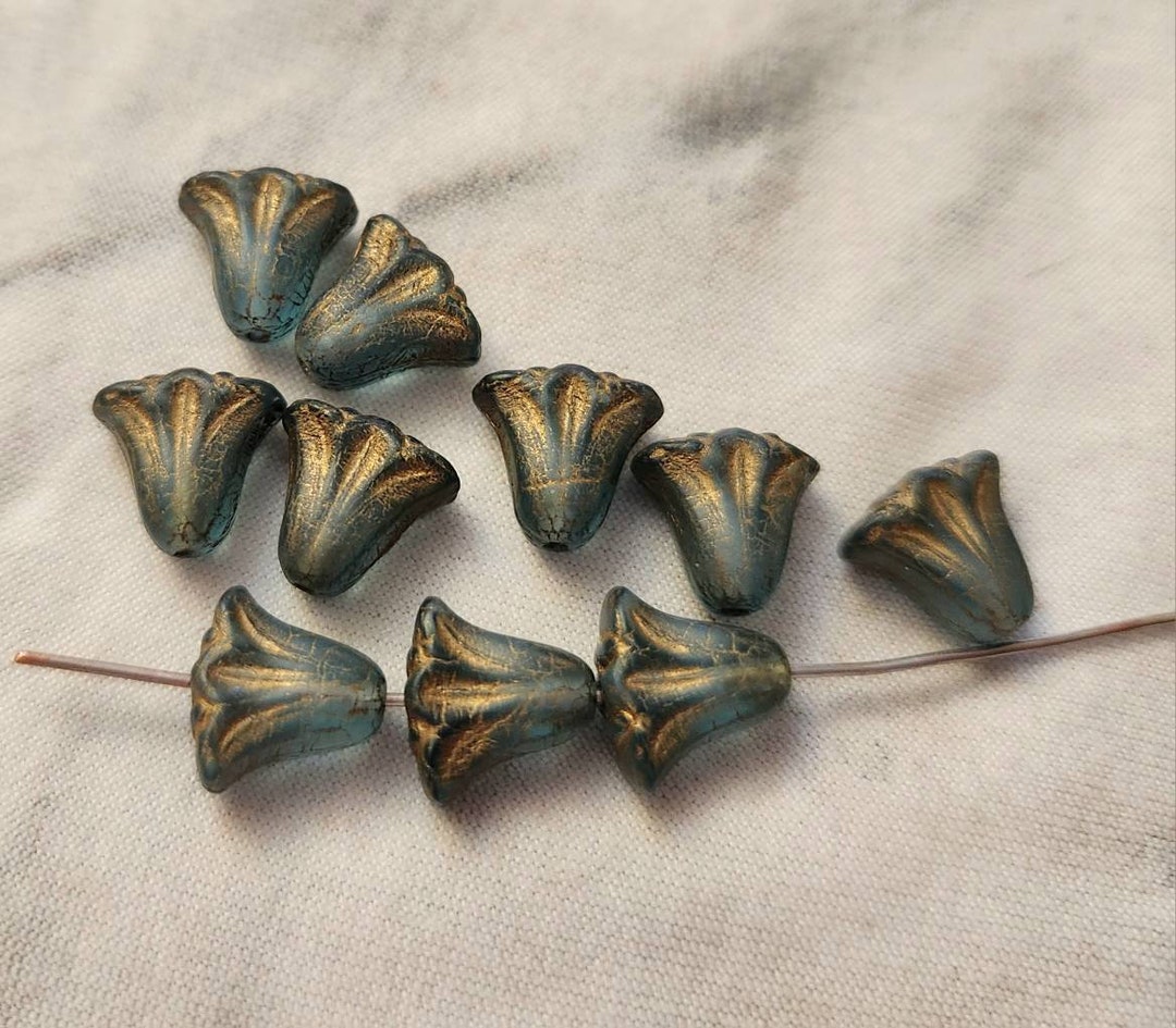 Ten 9x10mm Lily Czech Glass Beads Etsy