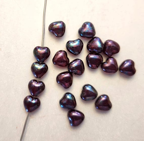 Eighteen 6mm Heart Shape Czech Glass Bead