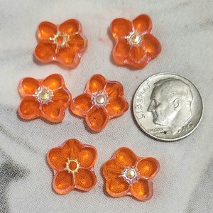 Six 14mm periwinkle flower Czech glass beads