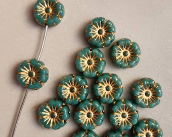 Eight 8mm Hawaii flower Czech glass beads