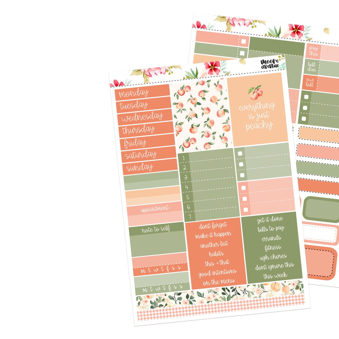Weekly Sticker Kit Planner Stickers - Vertical Mini Kit - Peachy Keen ...