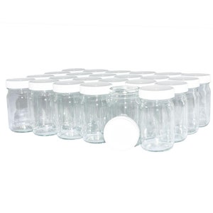 4 oz. Clear Glass Jar with White Plastic Cap (48/400) (V4) (V7)