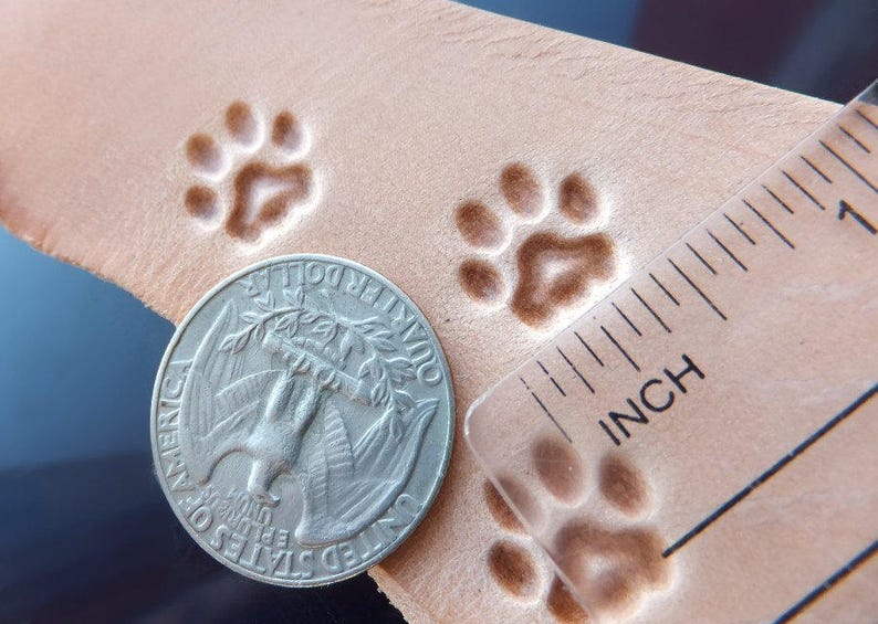 011-xx Dog and Cat tracks paws 2 Leather stamps 12 x 11 mm brass work surface with own handle
