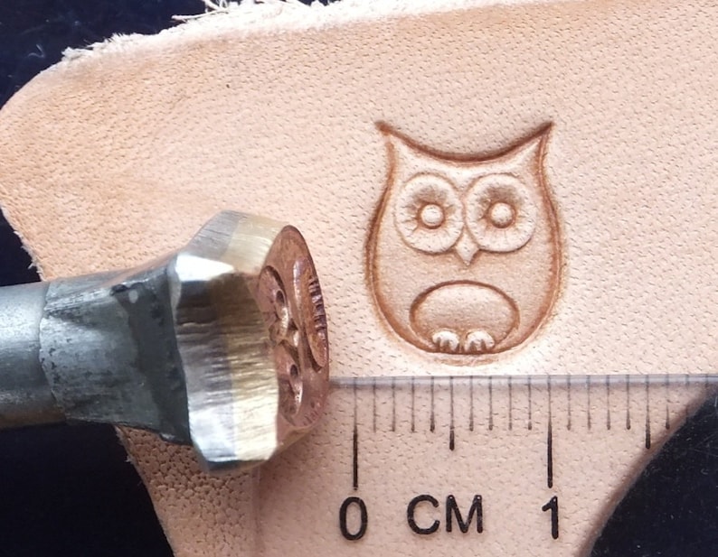 016-09 OWL Leather stamp 10x12 mm 6/16'' to 8/16'' brass surface image 4