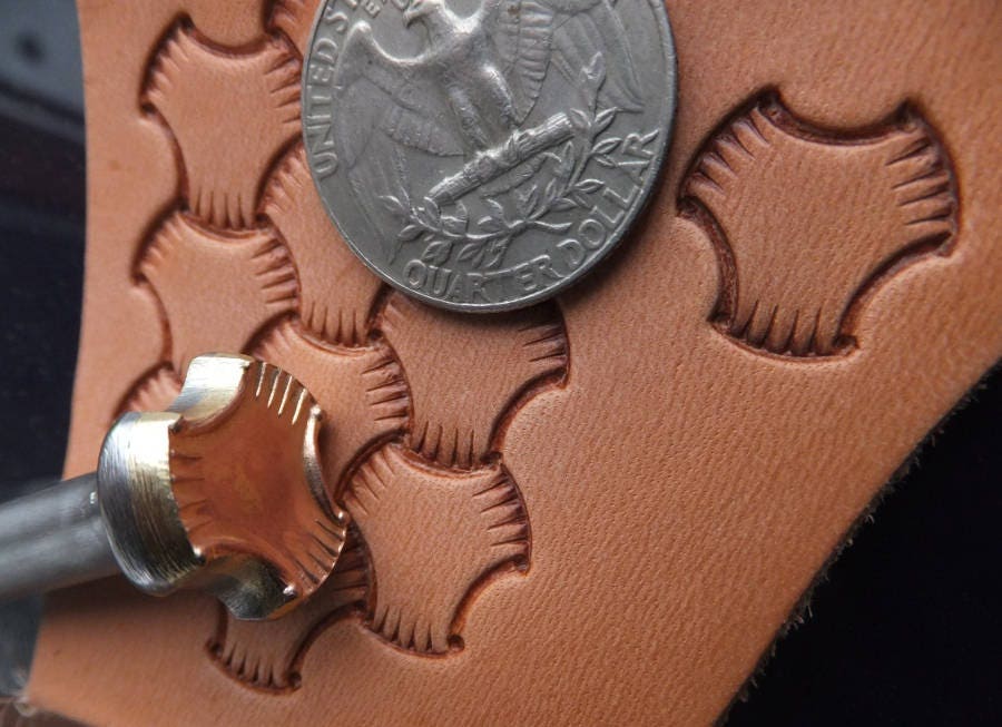 013-06 3D knotted leather straps handmade stamp biker western Saddlery Tool Punch Brass