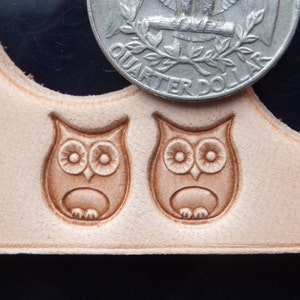 016-09 OWL Leather stamp 10x12 mm 6/16'' to 8/16'' brass surface image 1