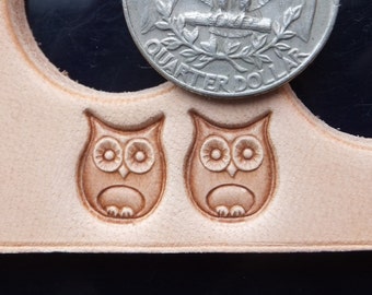 016-09 OWL Leather stamp 10x12 mm 6/16'' to 8/16'' brass surface