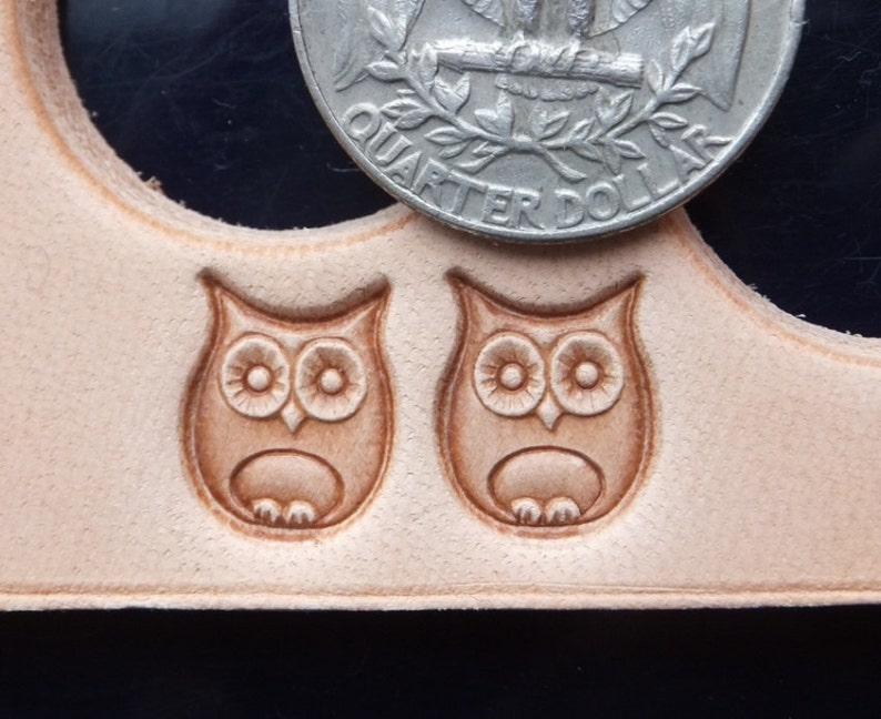 016-09 OWL Leather stamp 10x12 mm 6/16'' to 8/16'' brass surface image 1