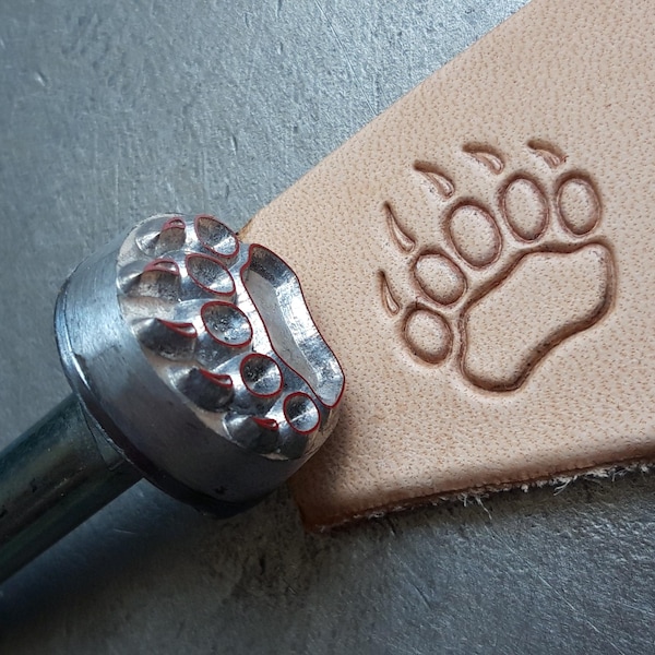 Aluminum Bear Paw Leather Stamp: 3/4 inch (21mm)